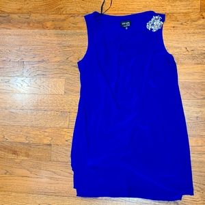 Petite Dress with Stone Brooch by Xscape in Cobalt Blue Size 12P